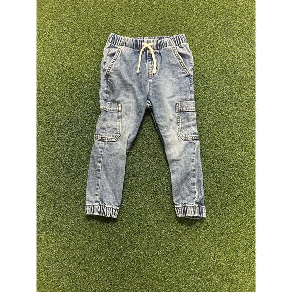 Toddler Boys' Cat & Jack Pull-On Denim Cargo Jogger Pants Size 3T - Picture 1 of 4